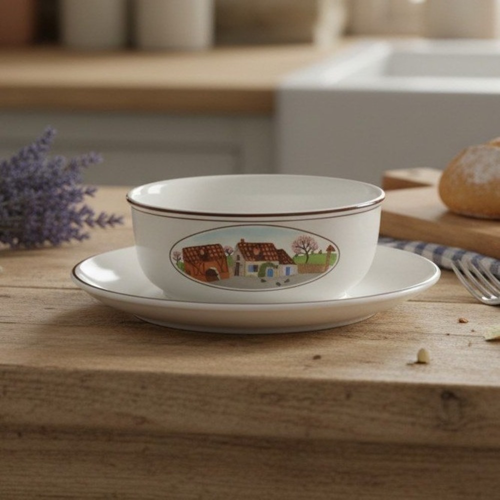 Villeroy & Boch Design Naif Gravy Sauce Boat w/ Attached Underplate Luxembourg